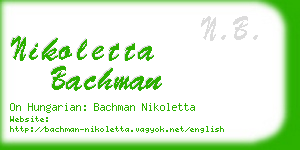 nikoletta bachman business card